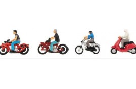 Motorcyclists, 5 Figure Set OO/HO Scale
